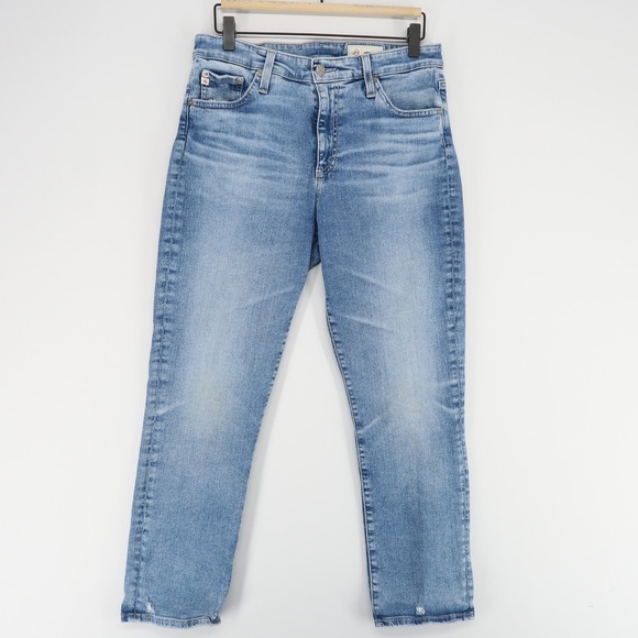 Ag Adriano Goldschmied Denim - AG Mari Jeans Womens 31 Blue Crop High Rise Slim Straight‎ Stretch